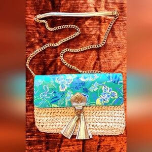 Lilly Pulitzer Gold Straw Crossbody